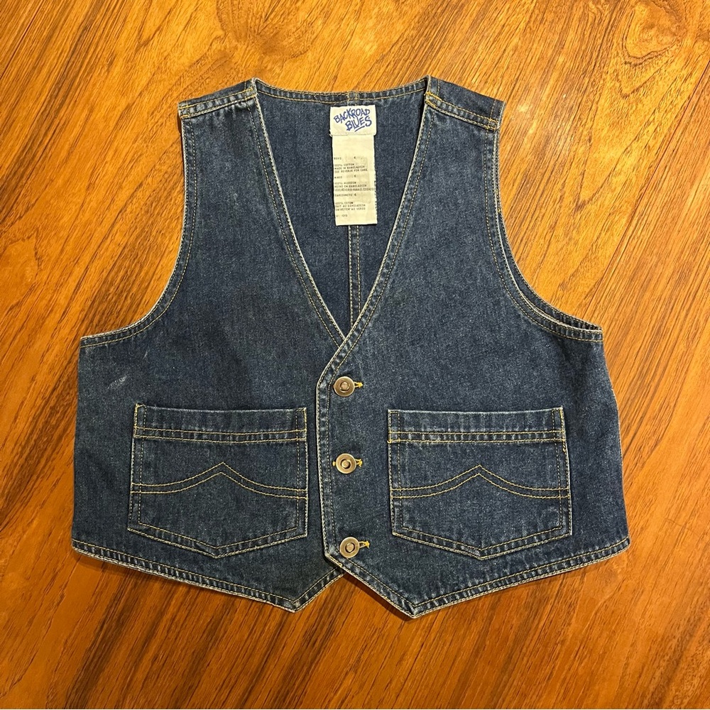 Kids Denim Button Down Vest